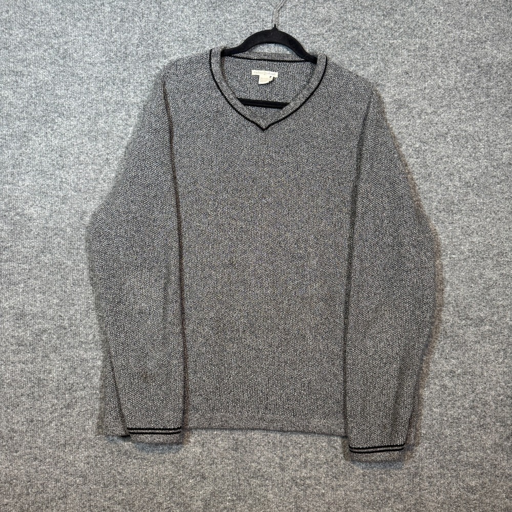 Carbon 2‎ Cobalt Sweater Mens XL Gray Long Sleeve Vneck Fisherman Knit Chunky